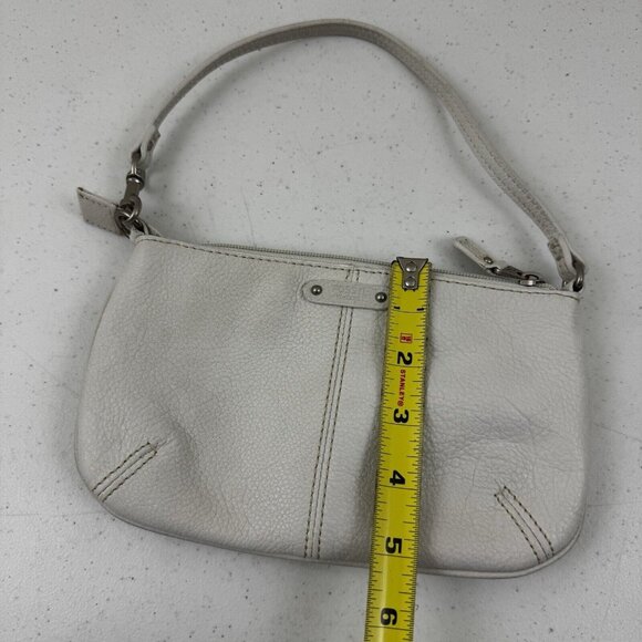 Fossil Pebbled Leather Small Hobo Wristlet Purse Off White - Picture 12 of 14